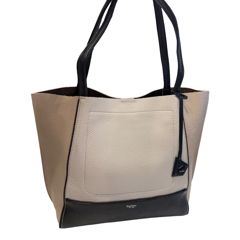 Botkier Tote Bag Soho Color-block Tan, Ivory & Black Pebbled Leather PRISTINE